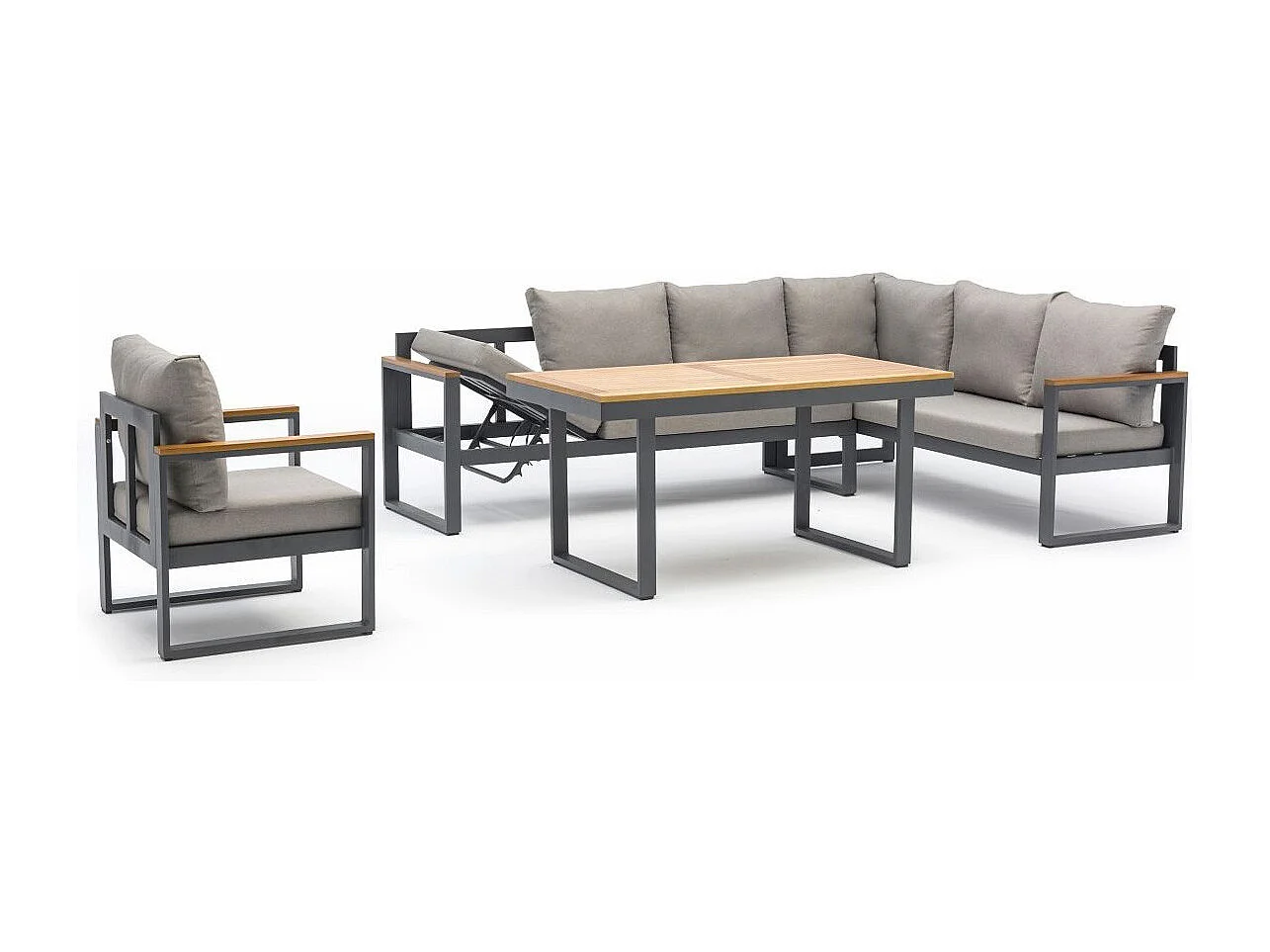 Ensemble Repas de Jardin 7 Places "Yonaha" 187cm Gris Anthracite