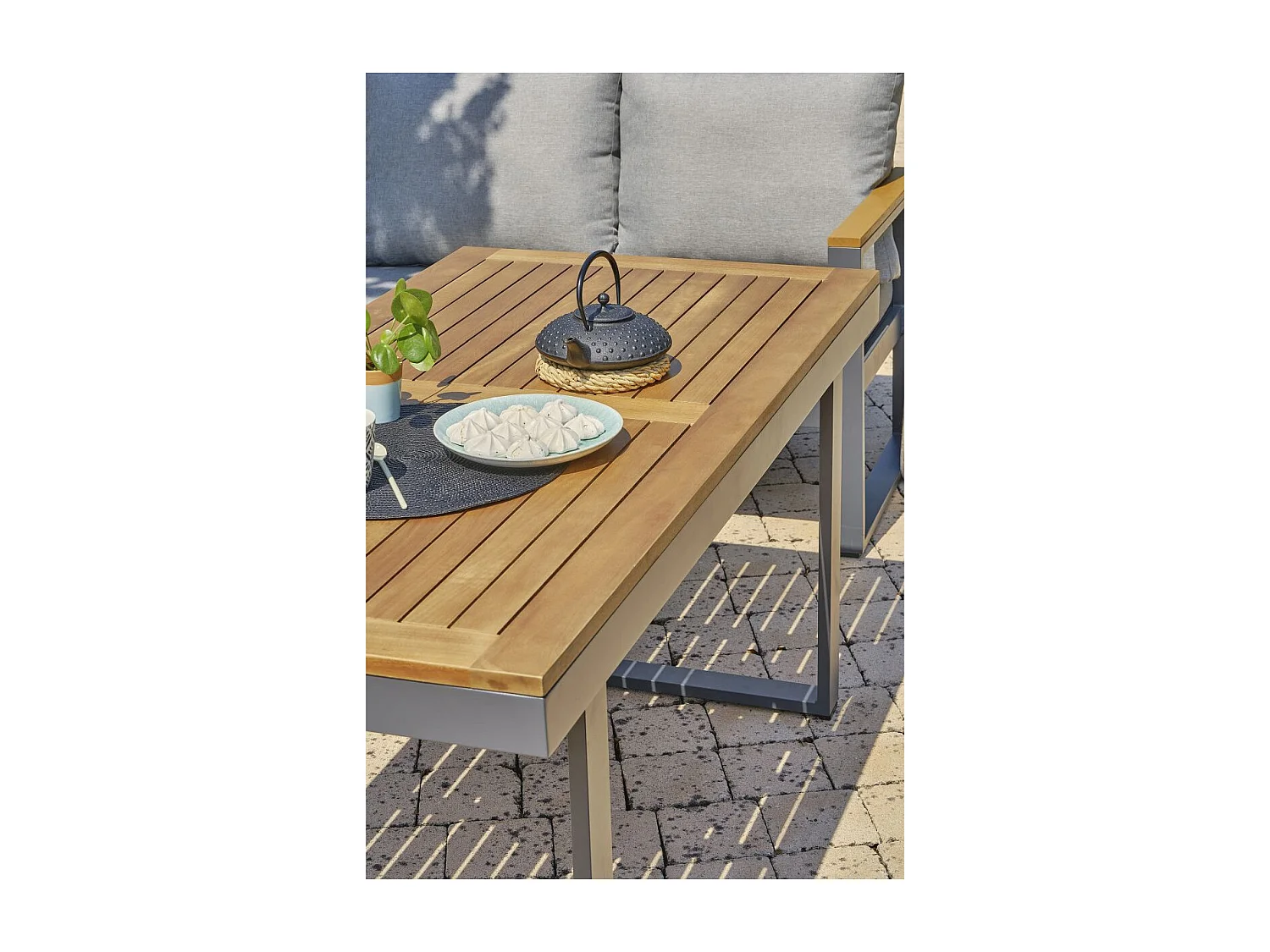 Ensemble Repas de Jardin 7 Places "Yonaha" 187cm Gris Anthracite