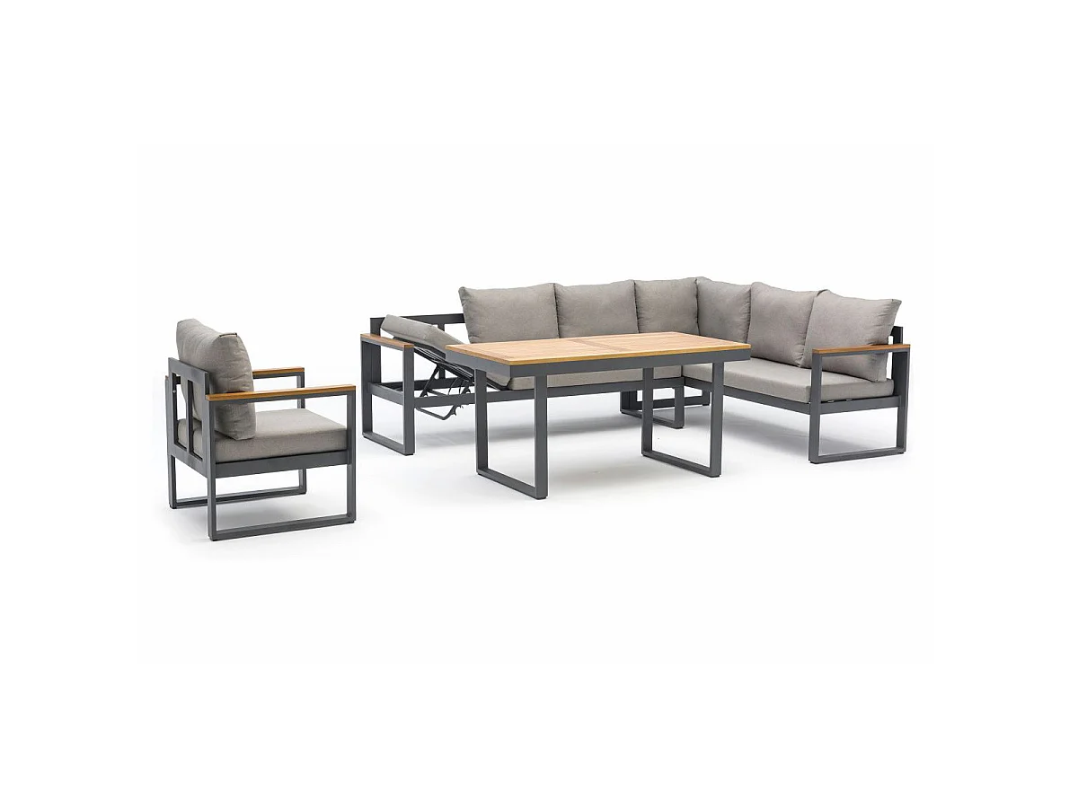 Ensemble Repas de Jardin 7 Places "Yonaha" 187cm Gris Anthracite