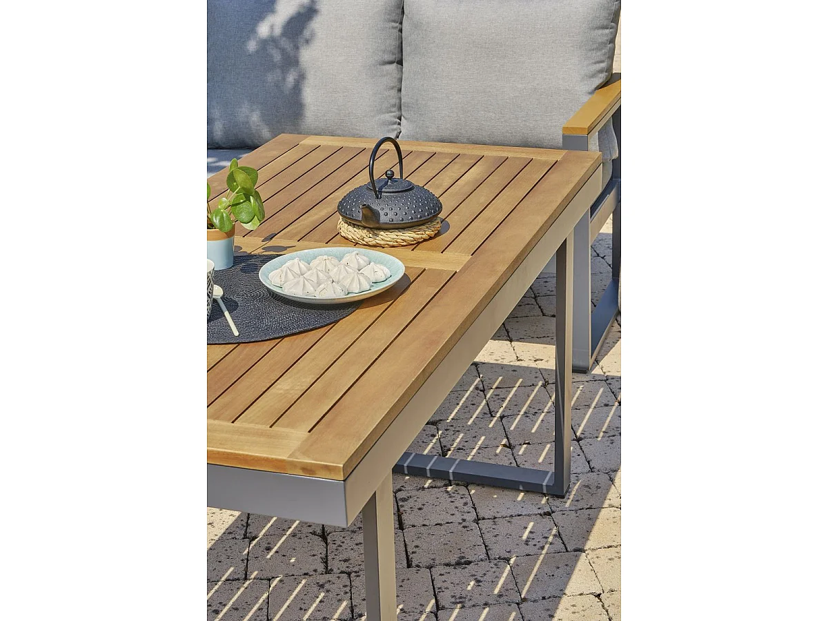 Ensemble Repas de Jardin 7 Places "Yonaha" 187cm Gris Anthracite