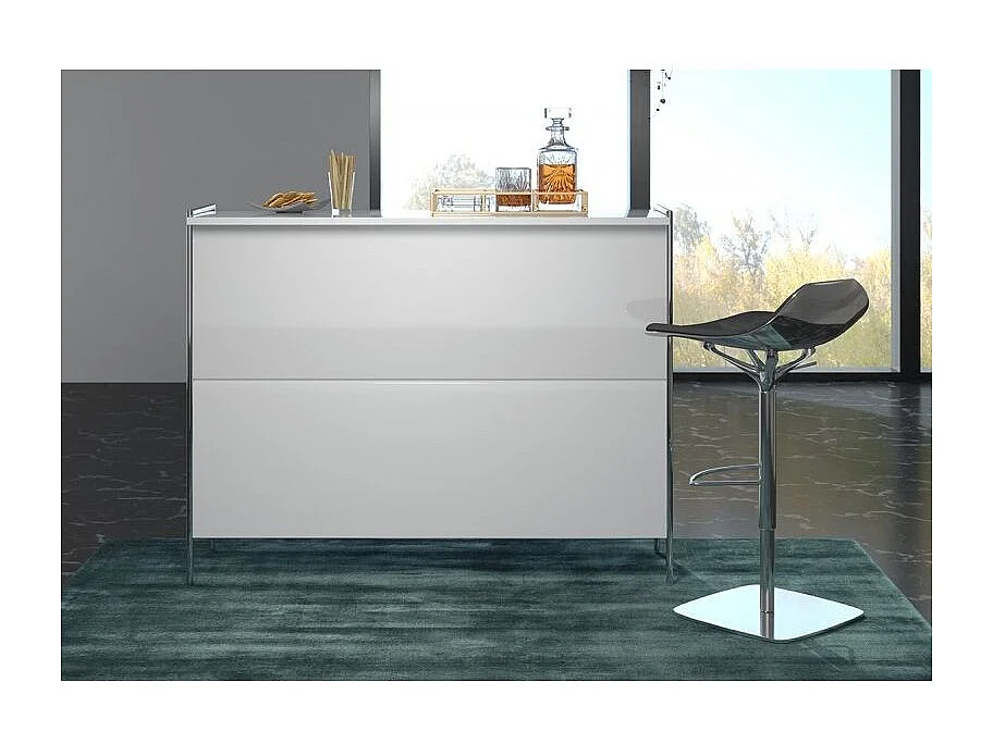 Comptoir de bar 2 tiroirs bois MDF blanc Arnaud