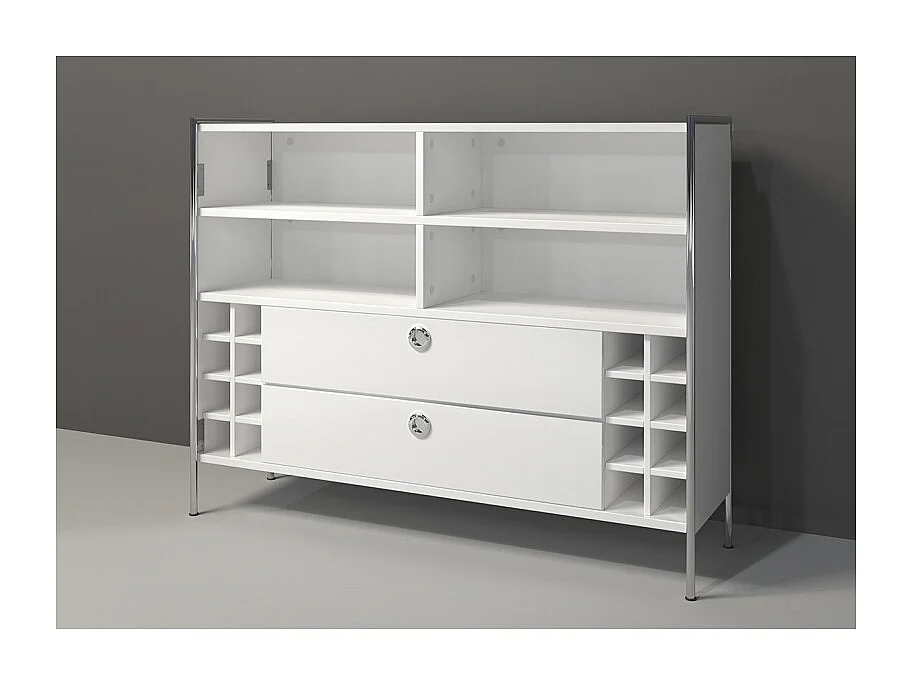 Comptoir de bar 2 tiroirs bois MDF blanc Arnaud