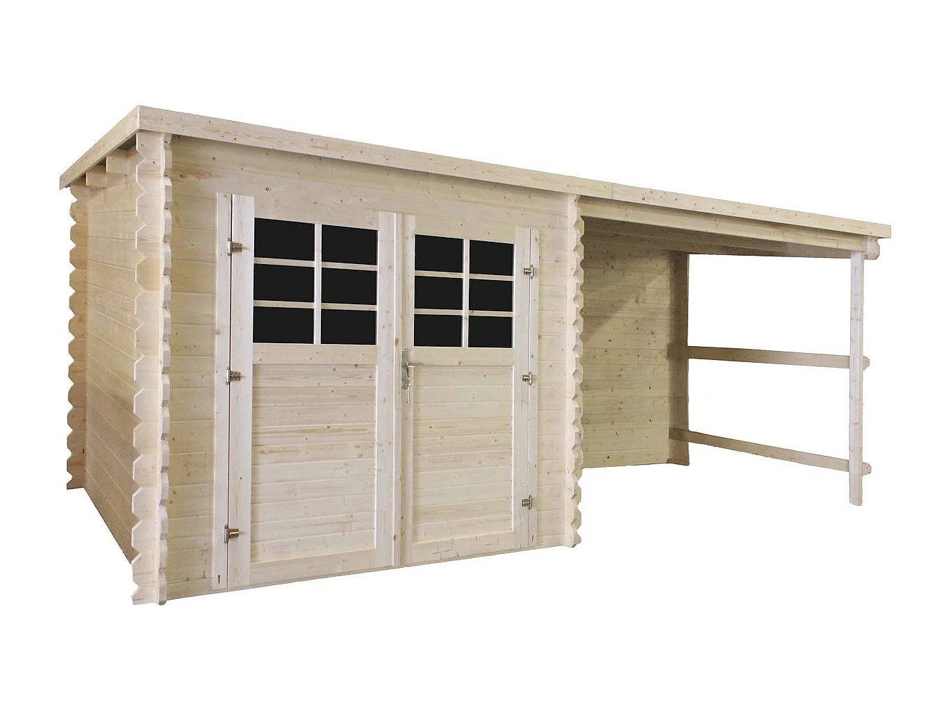 Abri de jardin en bois avec auvent "Montval" - 14 m² - 28 mm