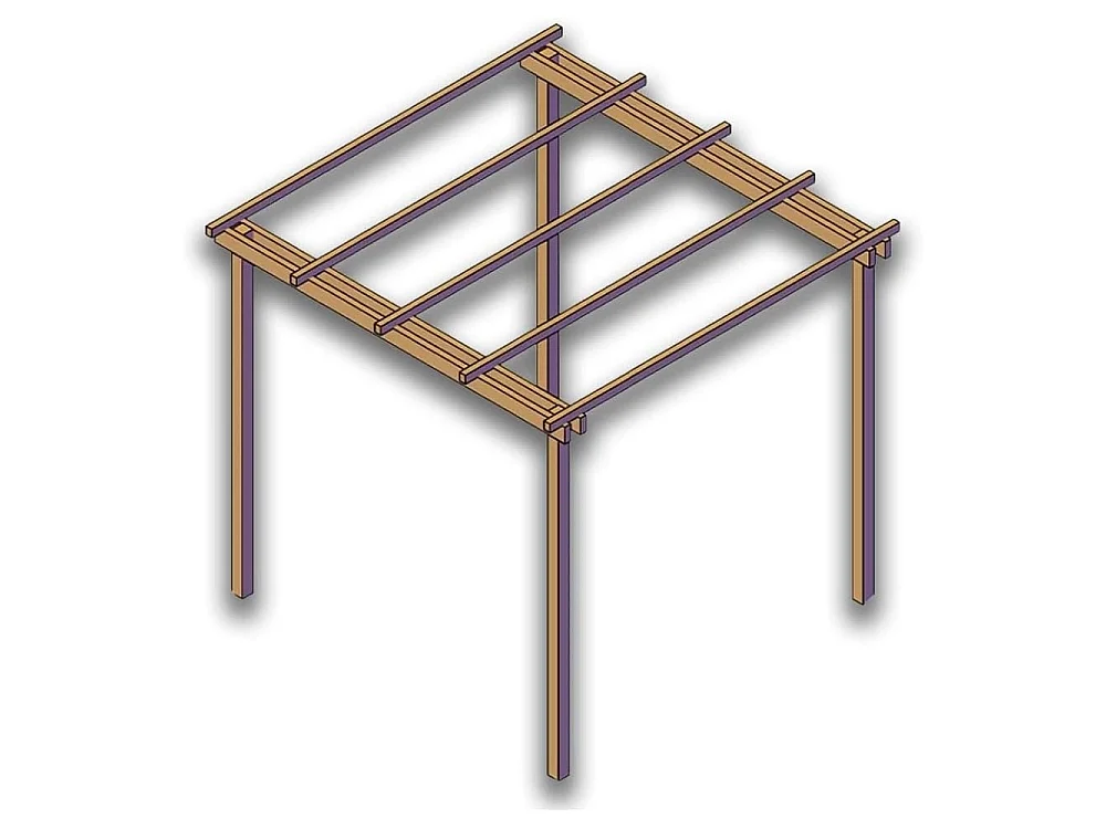 Pergola in Legno 3x3 cm, in Pino Massello Impregnato 9x9 cm, ALTEZZA 240 cm