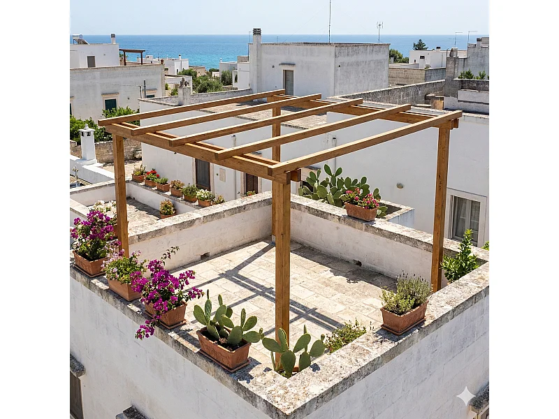 Pergola in Legno 3x3 cm, in Pino Massello Impregnato 9x9 cm, ALTEZZA 240 cm