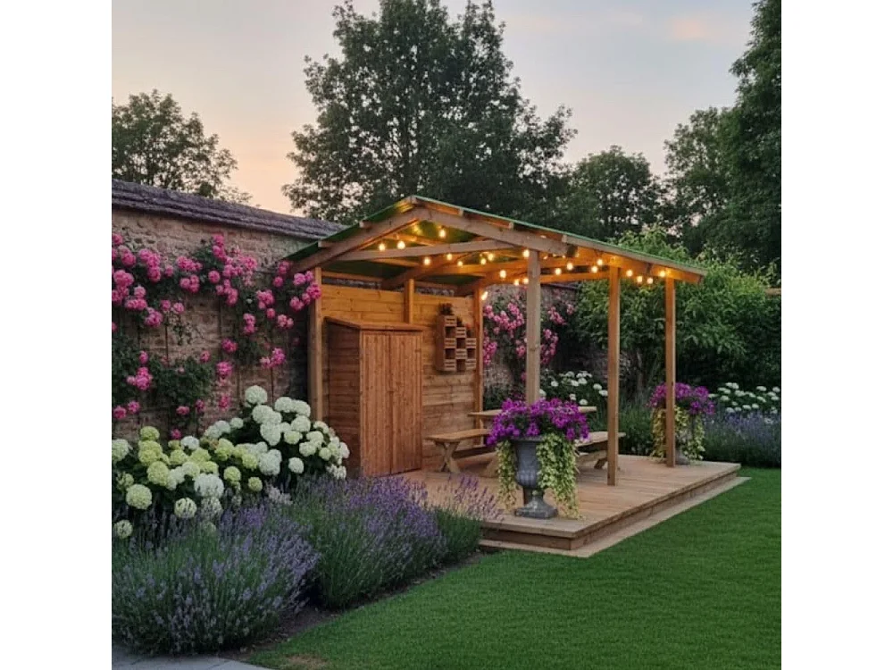 Pergola Carport in legno 400x550 cm, in pino impregnato, Made in Italy