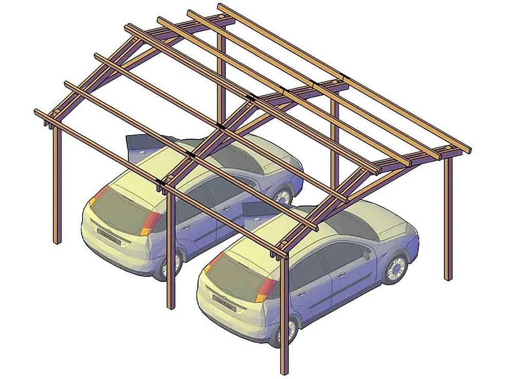 Pergola Carport in legno 400x550 cm, in pino impregnato, Made in Italy