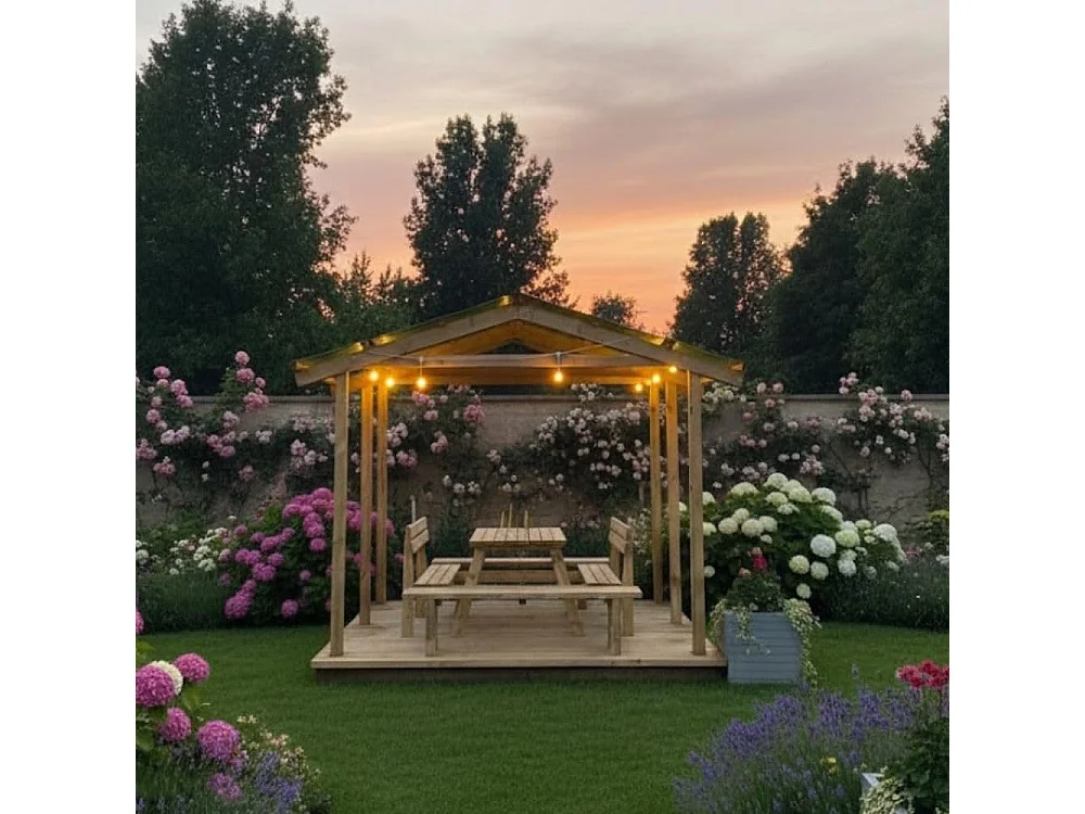Pergola Carport in legno 400x550 cm, in pino impregnato, Made in Italy