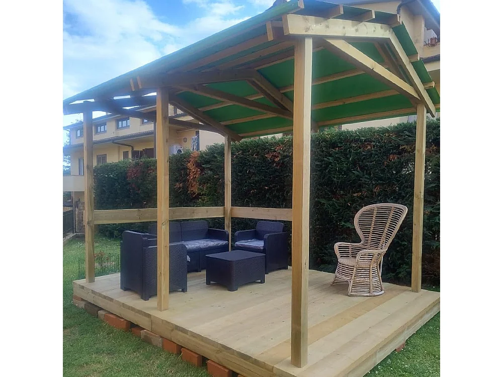 Pergola Carport in legno 300x400 cm, in pino impregnato, Made in Italy
