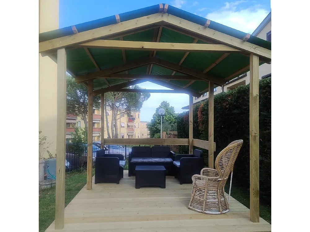 Pergola Carport in legno 300x400 cm, in pino impregnato, Made in Italy