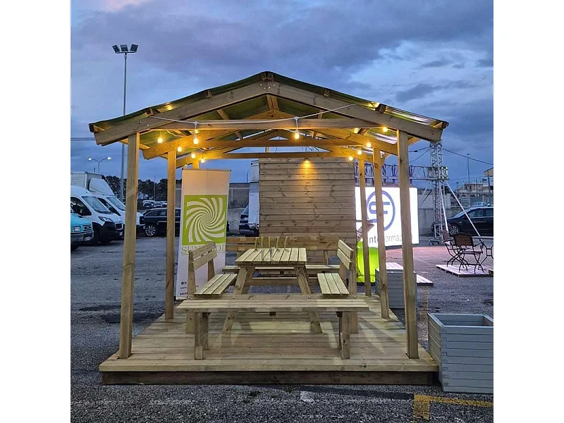 Pergola Carport in legno 300x400 cm, in pino impregnato, Made in Italy