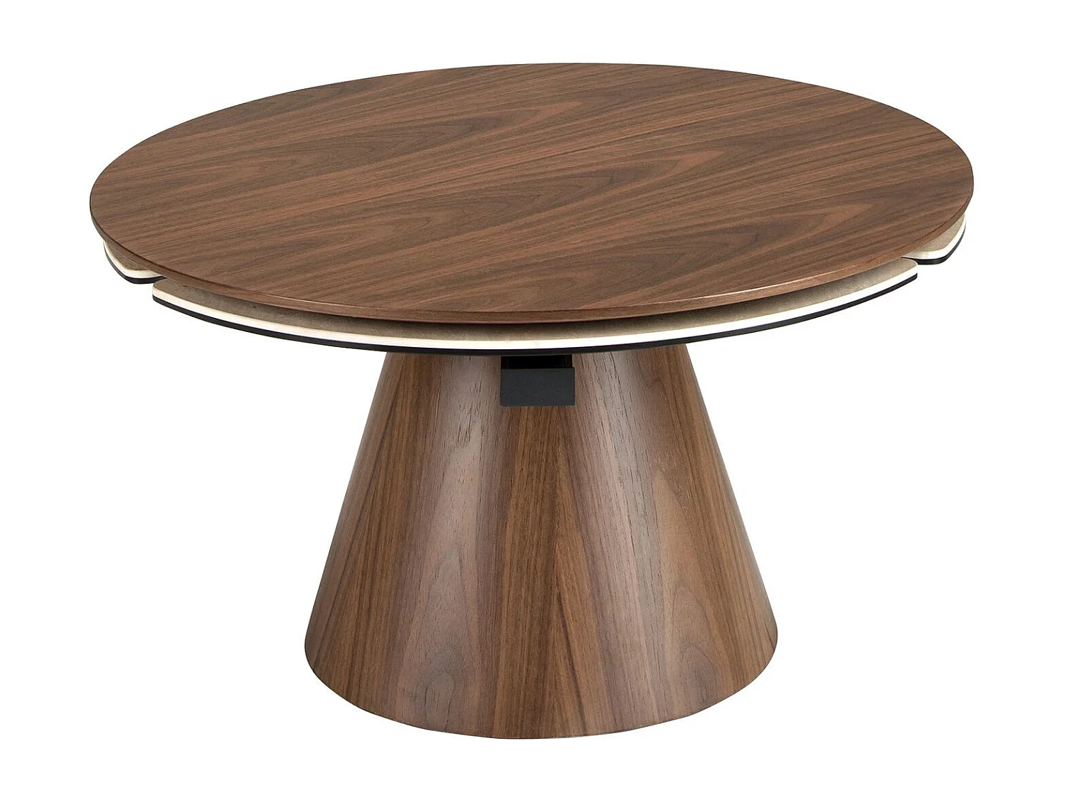 Uitschuifbare ronde salontafel van notenhout en porseleinmarmer 2168 ANGEL CERDA