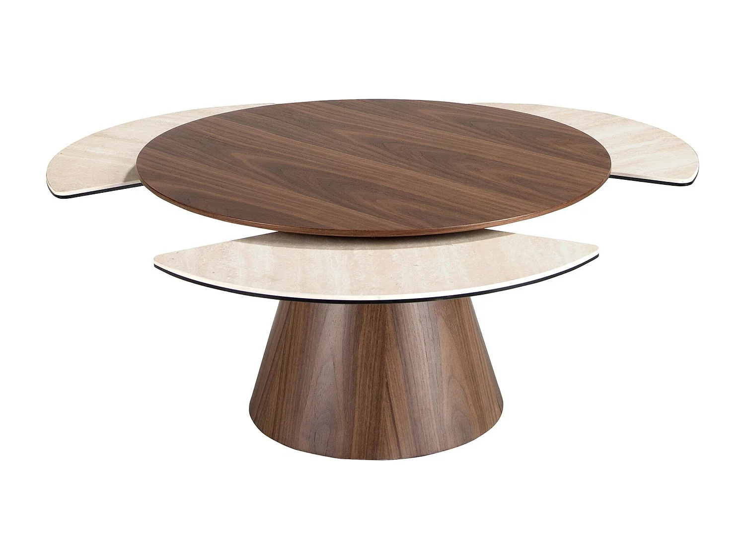 Uitschuifbare ronde salontafel van notenhout en porseleinmarmer 2168 ANGEL CERDA