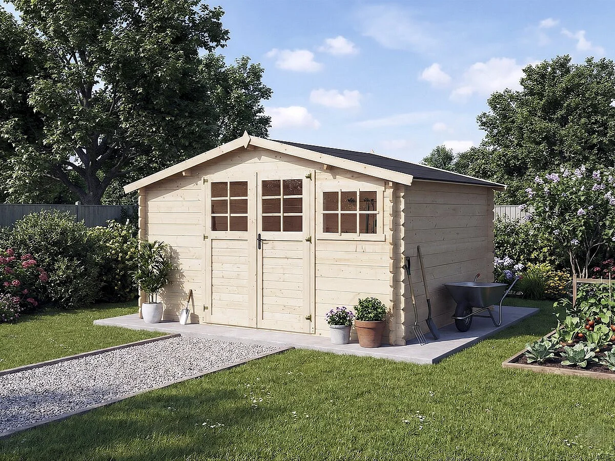 Abri de jardin en bois "Clairval" - 416 x 301 x 218 cm - 12.53 m² - 28 mm