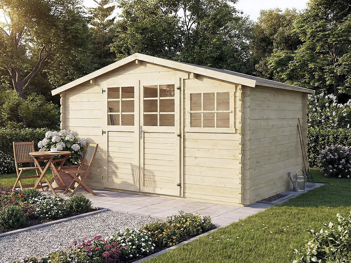 Abri de jardin en bois traité autoclave "Belmont" - 12.53 m² - 34 mm