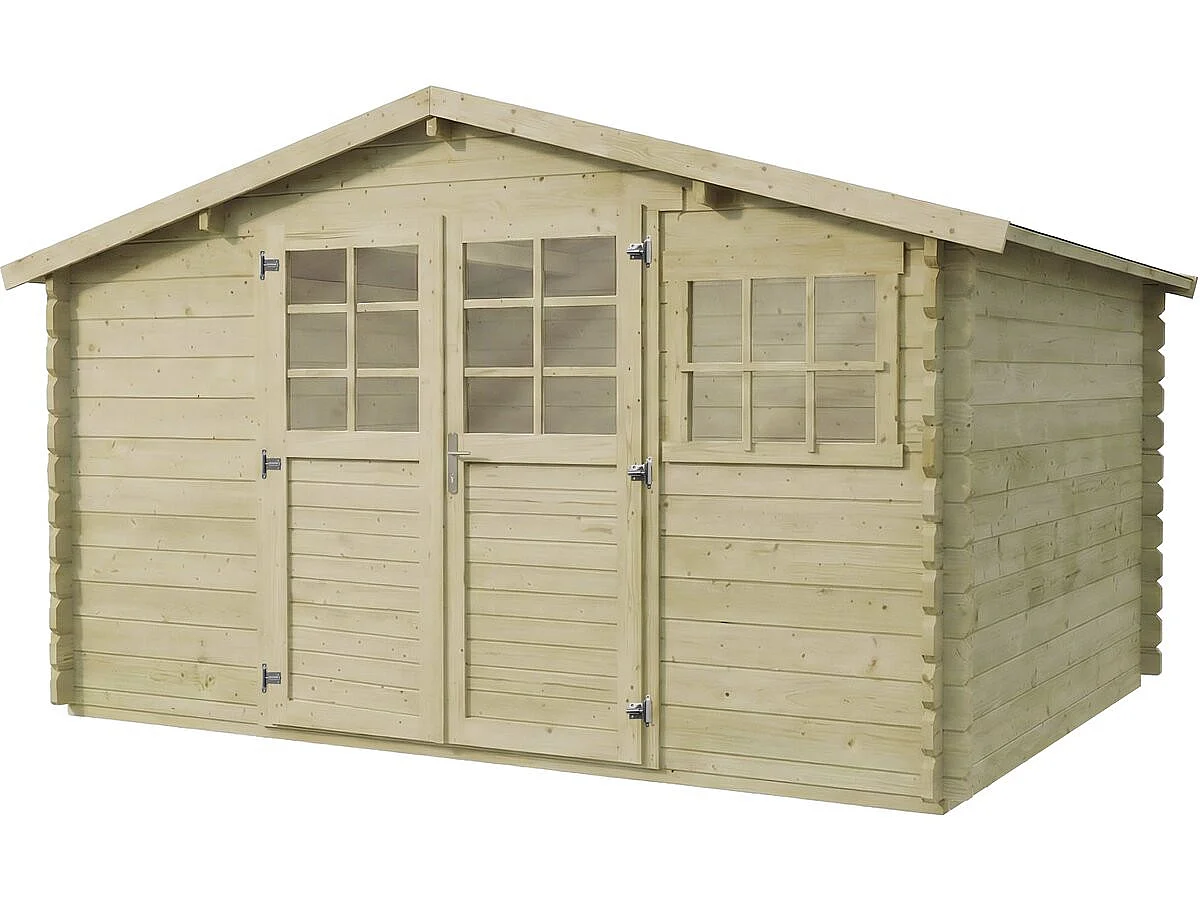 Tuinhuis van autoclave behandeld hout Belmont 12,53 m², dubbele glazen deur, plexiglas raam, balken 34 mm