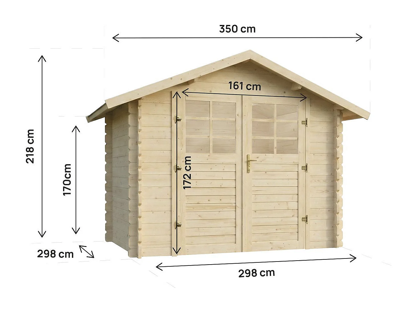 Abri de jardin en bois "Beaufort" - 10.53 m² - 349 x 301 cm - 28 mm