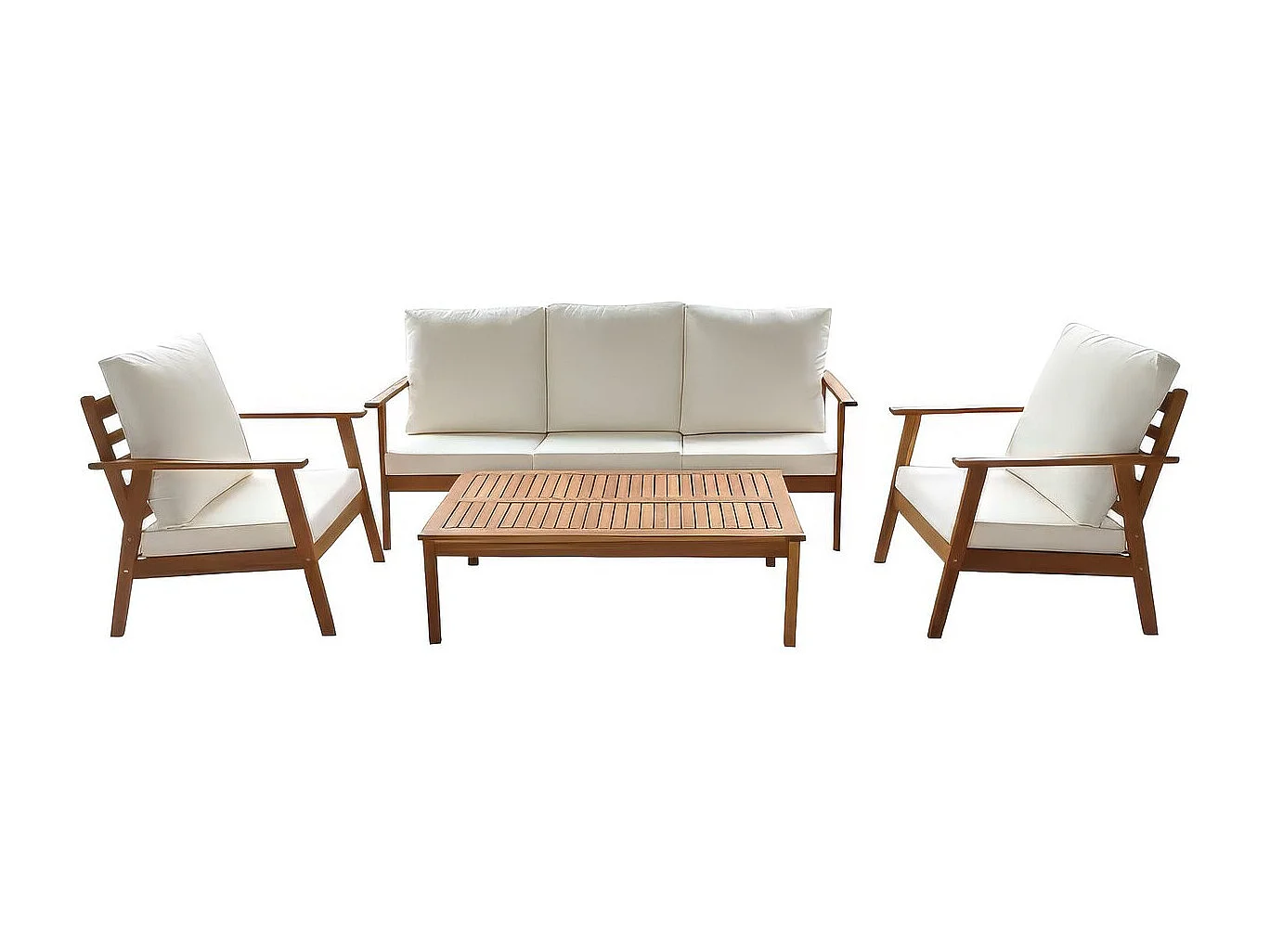 Zestaw mebli ogrodowych 5-osobowy z olejowanego drewna akacjowego z beżowymi poduszkami "Chilwell" – Komfort i elegancja na zewnątrz