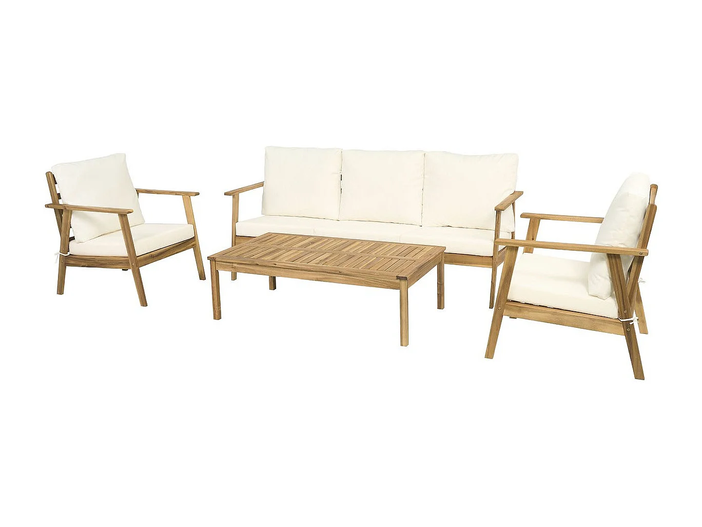 Zestaw mebli ogrodowych 5-osobowy z olejowanego drewna akacjowego z beżowymi poduszkami "Chilwell" – Komfort i elegancja na zewnątrz