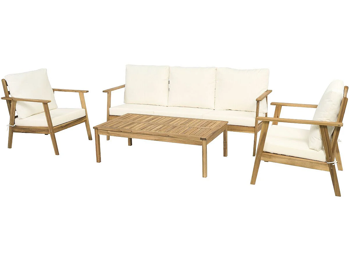 "Chilwell" 5-delars trädgårdsmöbelset i akacieträ med beige kuddar