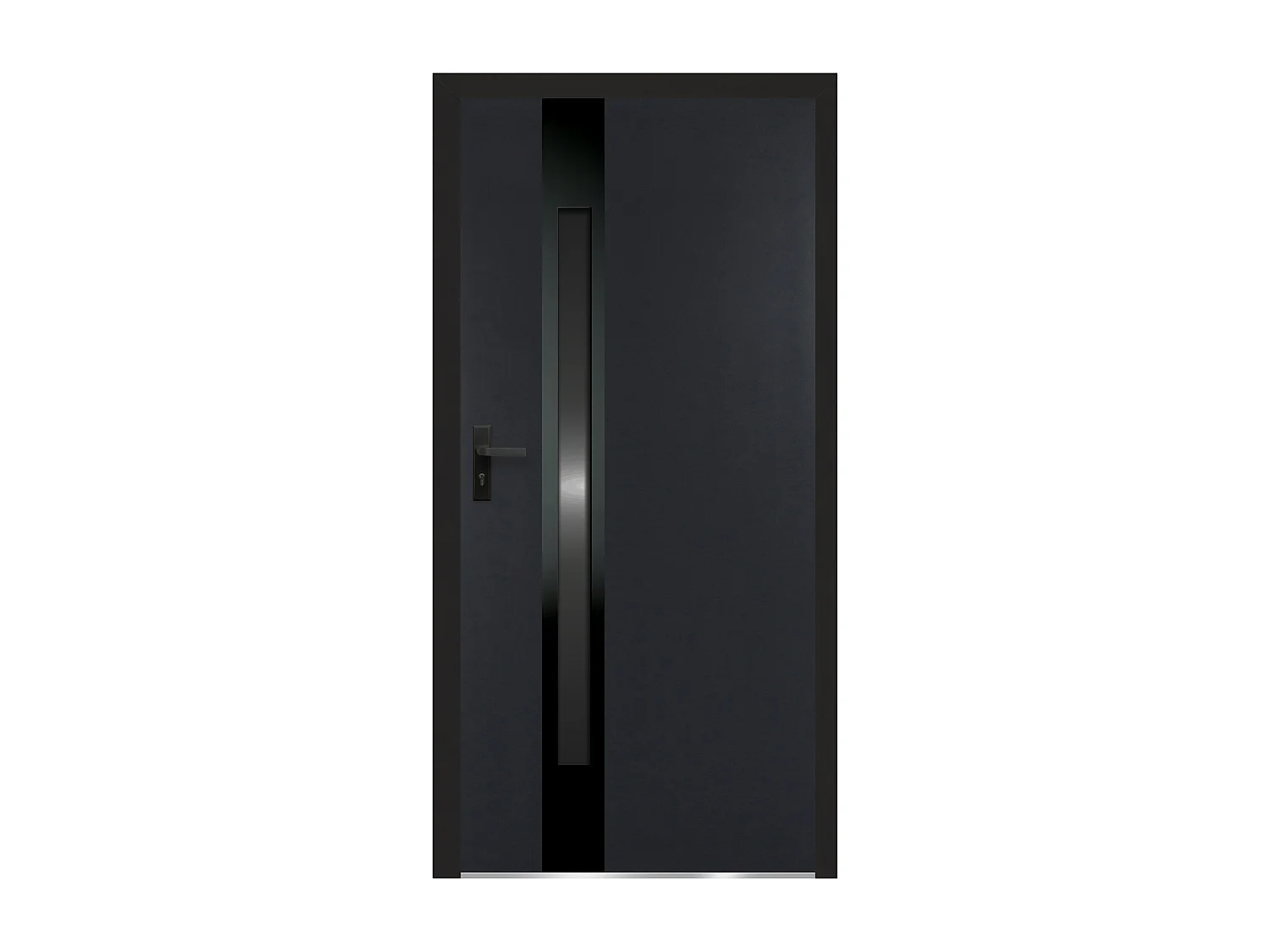 Porte d'entrée en acier pleine et inox H207 x L100 cm - verre fumé - anthracite et noir - épaisseur 90 mm - poussant droit - BRAGA