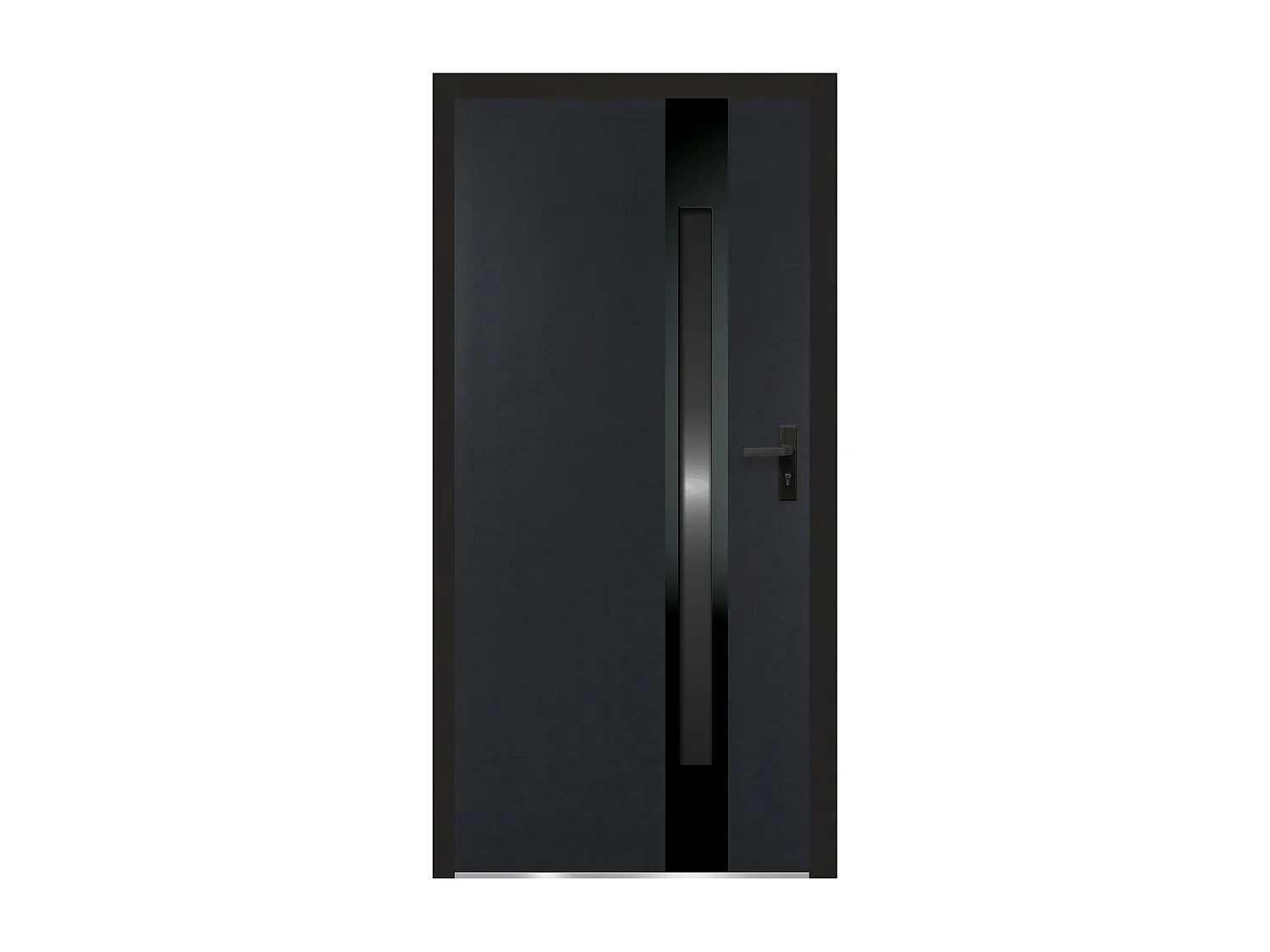 Porte d'entrée en acier pleine et inox H207 x L100 cm - verre fumé - anthracite et noir - épaisseur 90 mm - poussant gauche - BRAGA