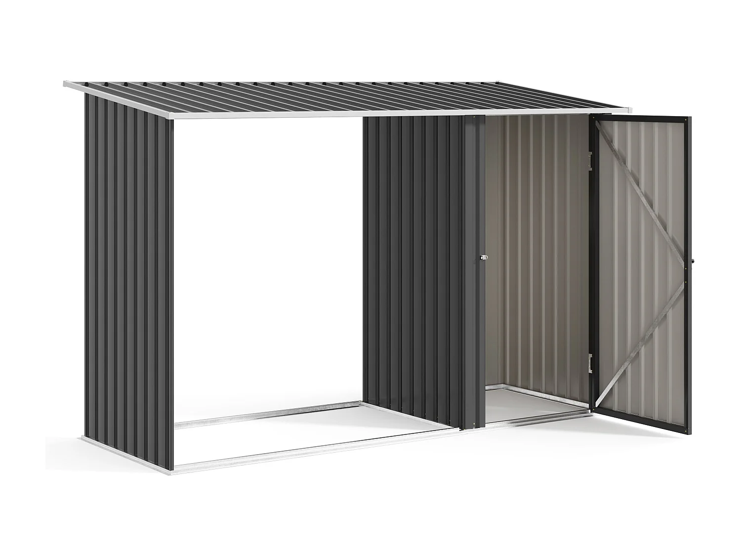 Abri bûches métal avec rangement en acier galvanisé 4,12 m3 - 2.8 stères - L249 x P104 x H159 cm - KORWOOD