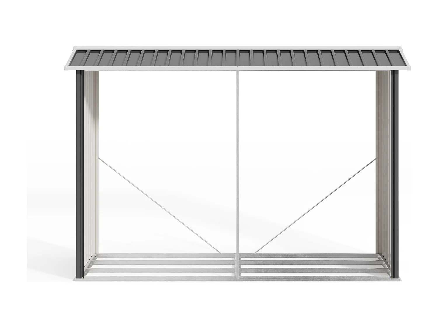 Abri bûches métal en acier galvanisé 3,30 m3 - 4.1 stères - L240 x P86 x H160 cm - VEKWOOD