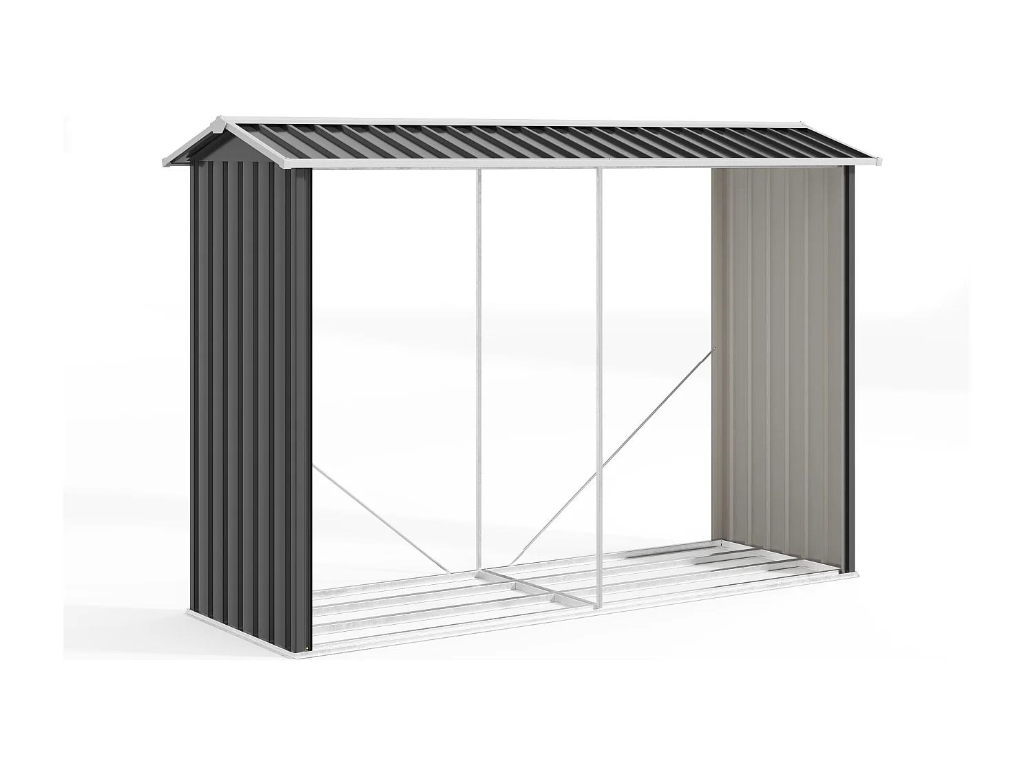 Abri bûches métal en acier galvanisé 3,30 m3 - 4.1 stères - L240 x P86 x H160 cm - VEKWOOD