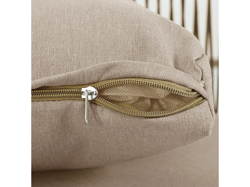 Salon de jardin modulable en métal: canapé 3 places d'angle, table basse en verre trempé - Kaki