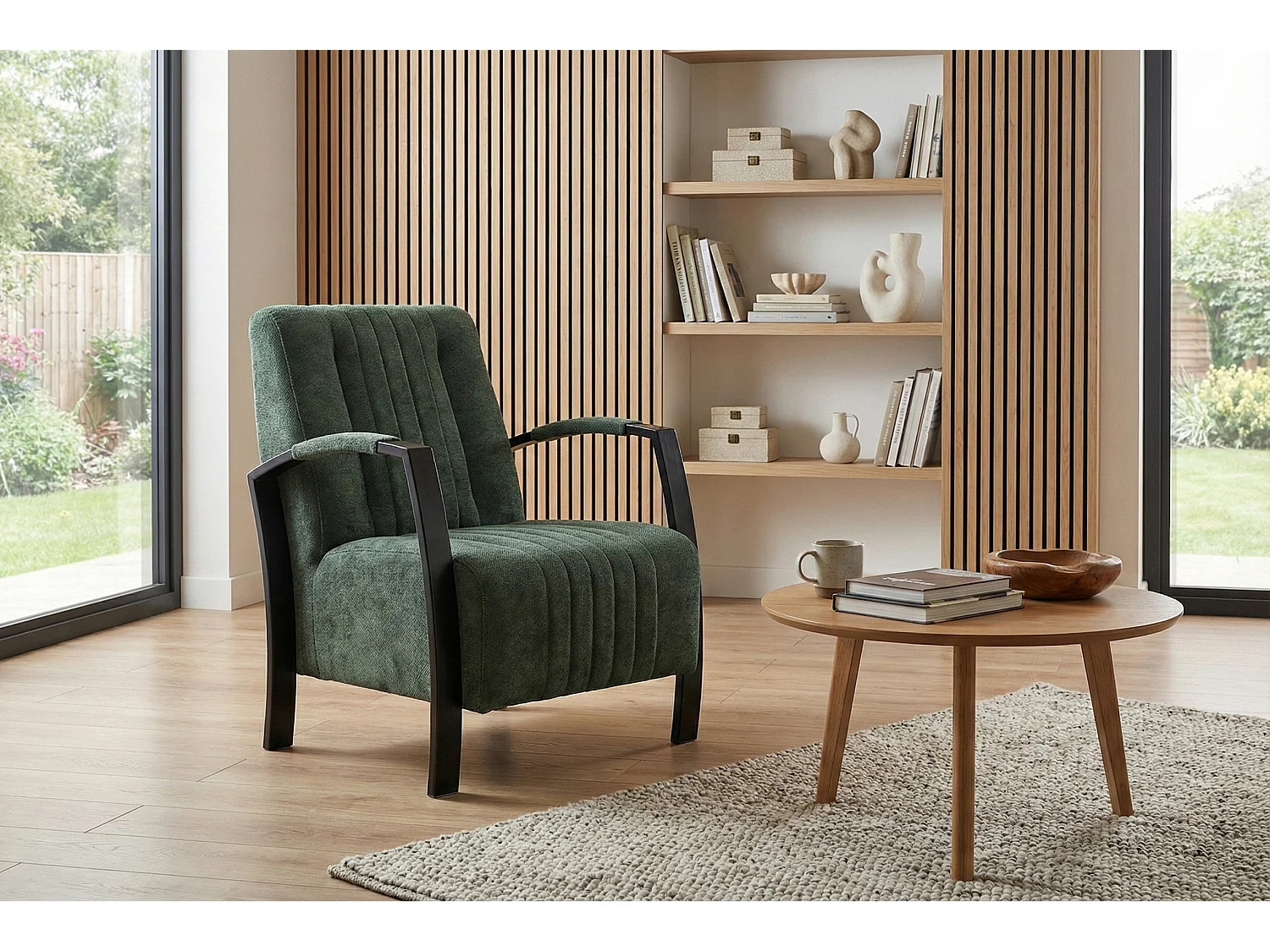 Fauteuil moderne en tissu couleur vert – style contemporain - Looft