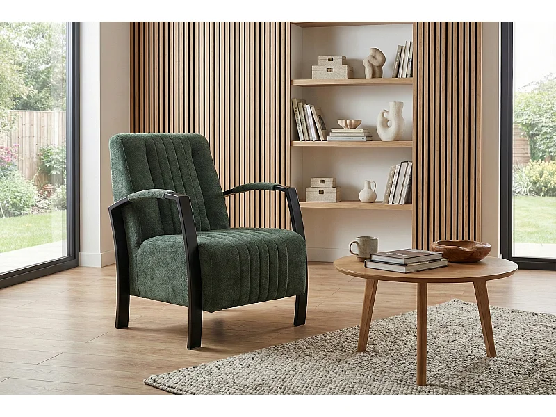 Fauteuil moderne en tissu couleur vert – style contemporain - Looft