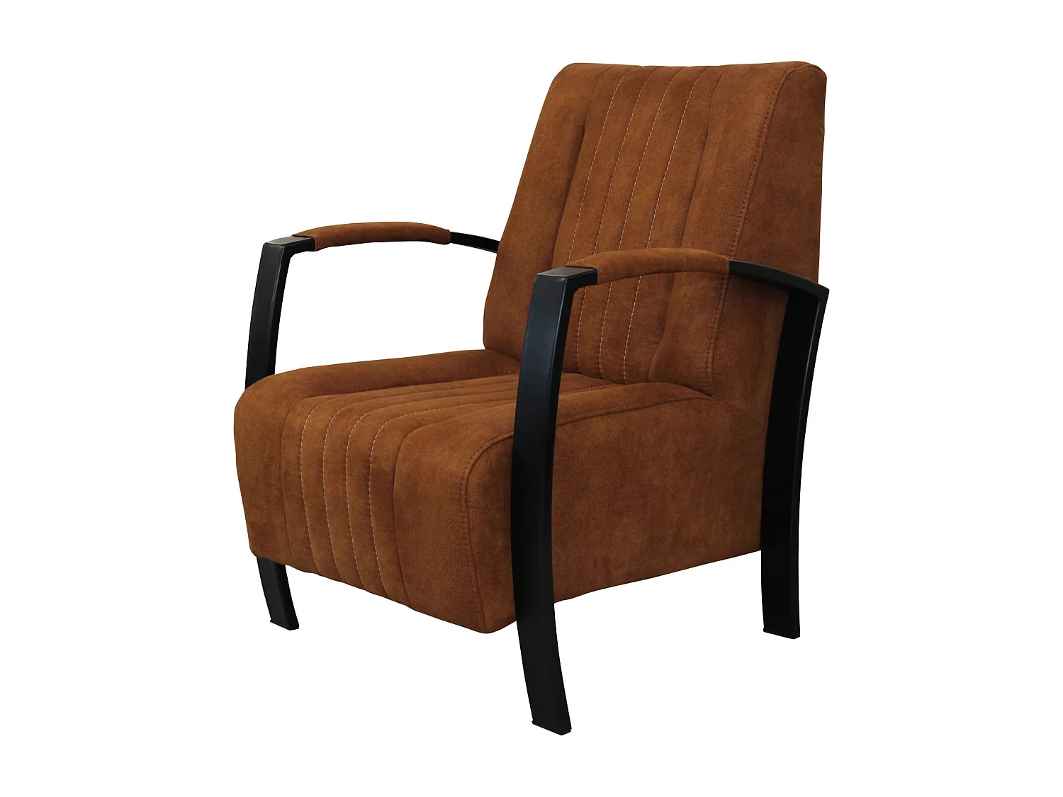 Fauteuil moderne en tissu couleur terre cuite – style contemporain - Looft