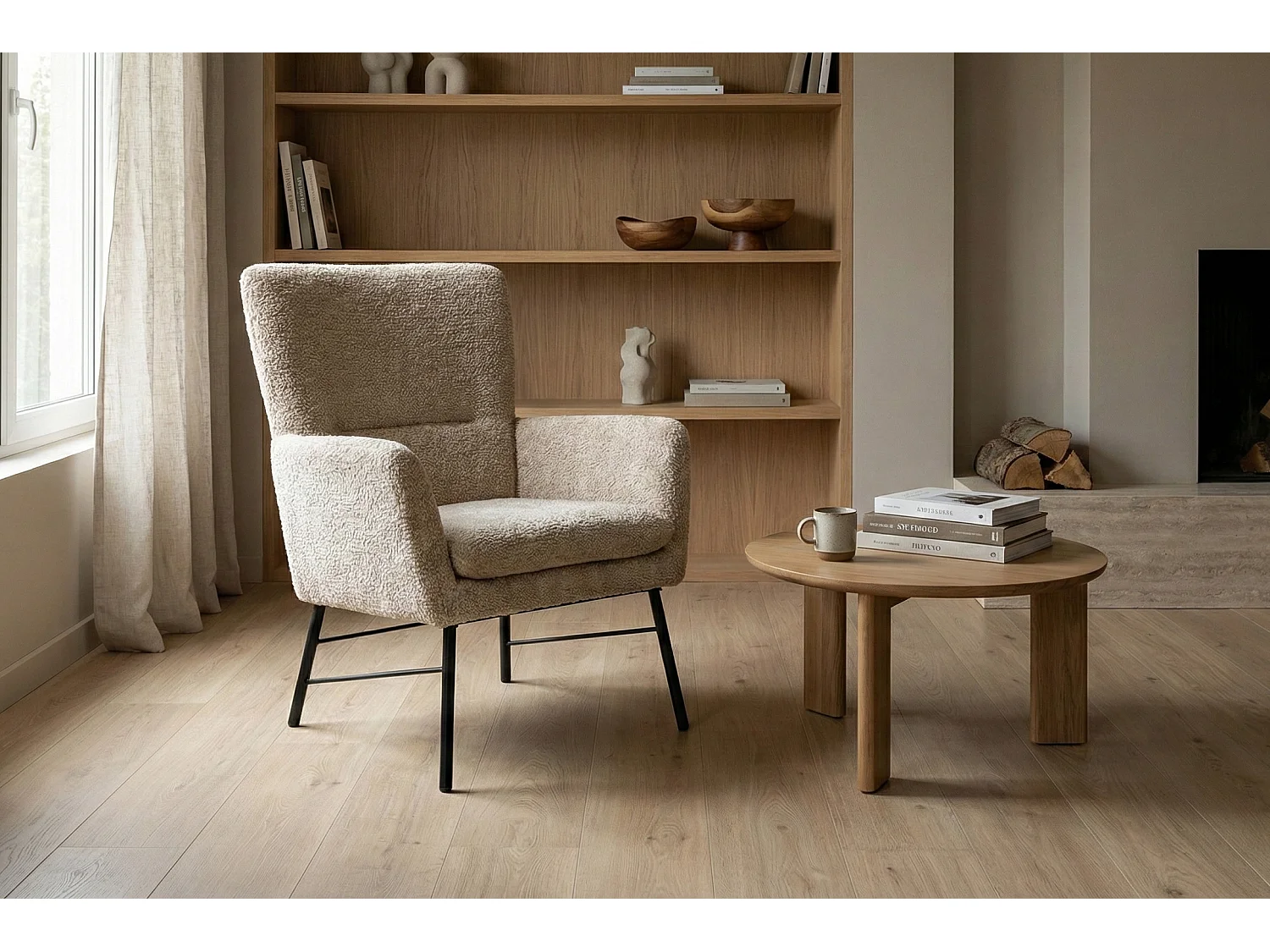 Fauteuil moderne en tissu couleur beige – style contemporain - Breeze