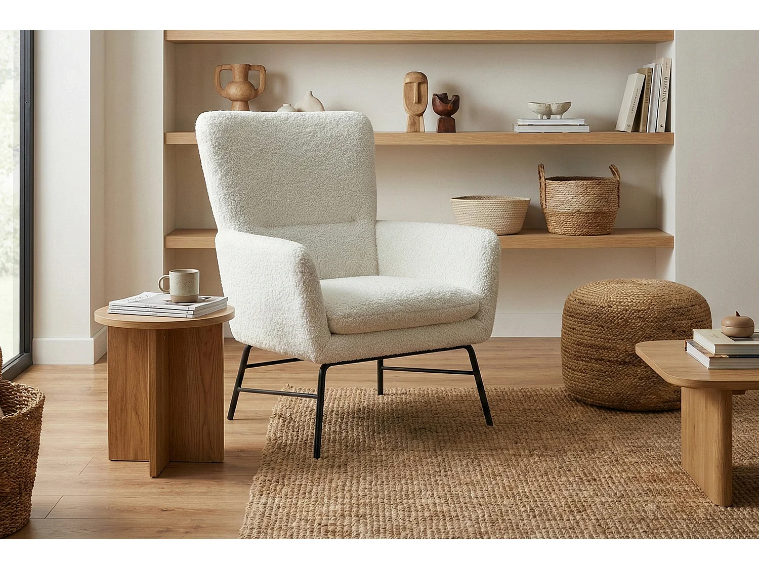 Fauteuil moderne en tissu couleur blanc – style contemporain - Breeze