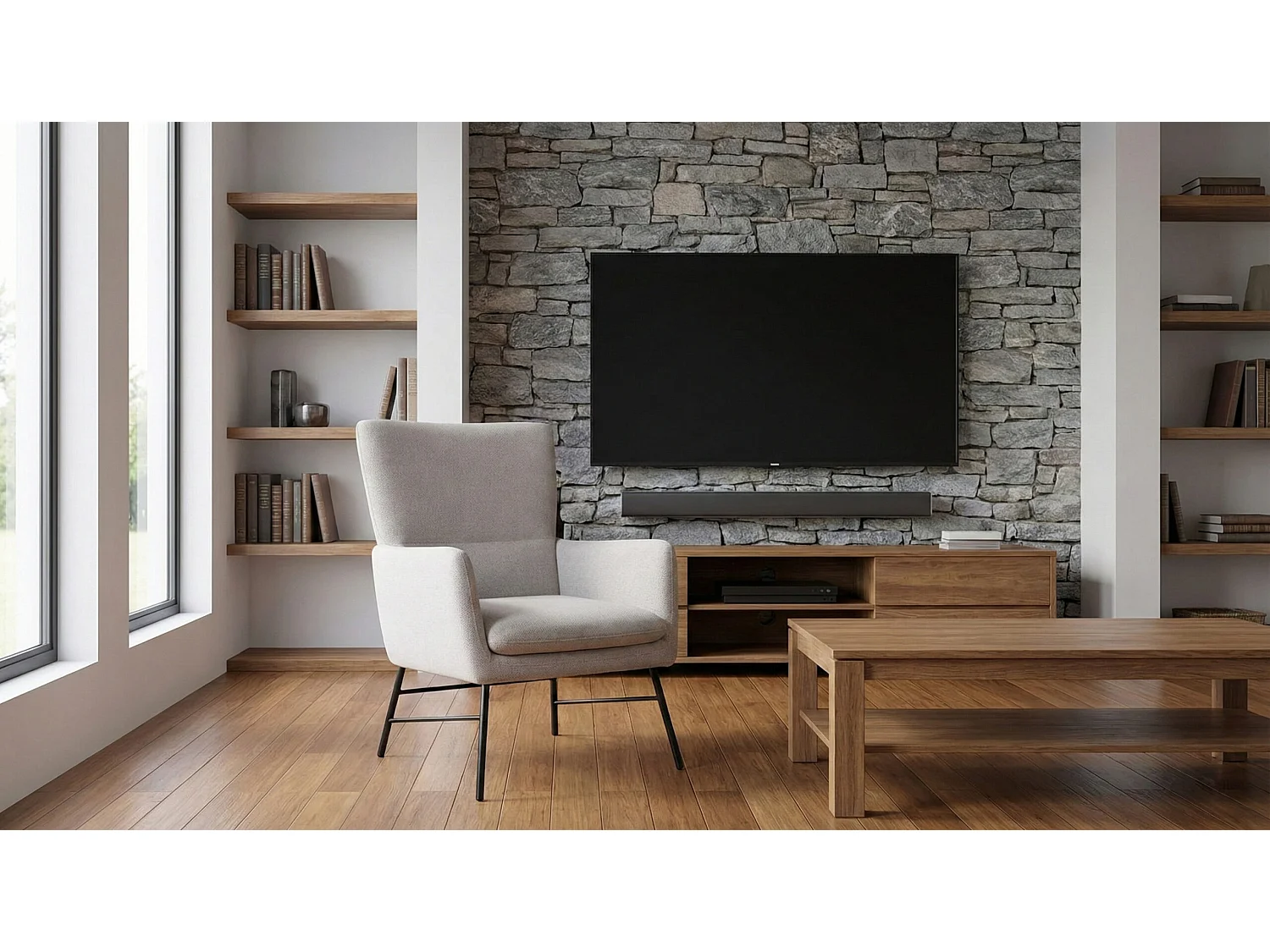 Fauteuil moderne en tissu crème – style contemporain - Breeze