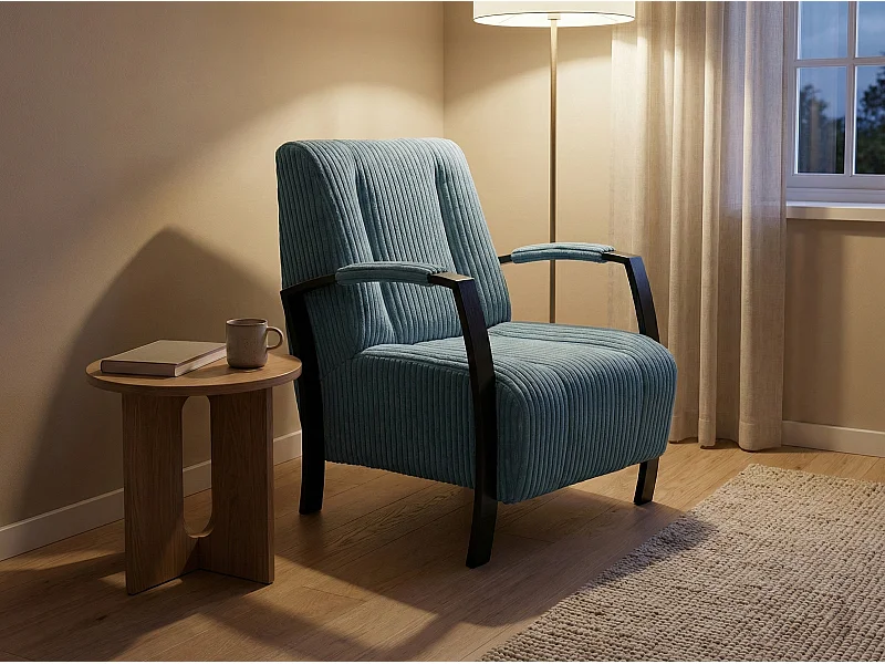 Fauteuil moderne en tissu couleur bleu – style contemporain - Looft