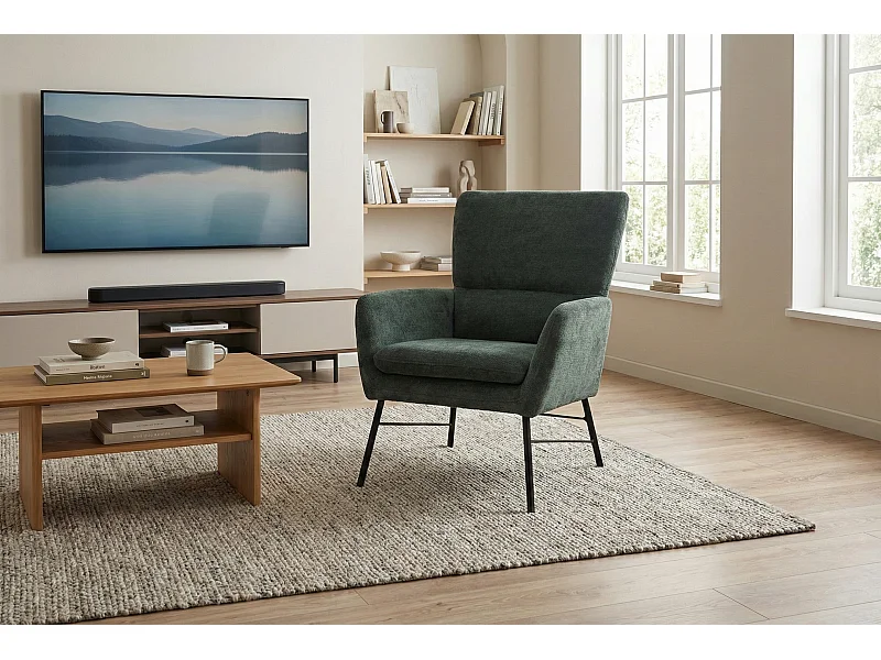 Moderne fauteuil van groene stof – eigentijdse stijl - Breeze