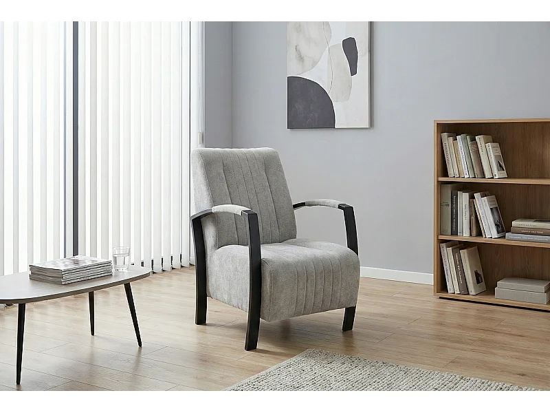 Moderne fauteuil van grijs stof – eigentijdse stijl - Looft