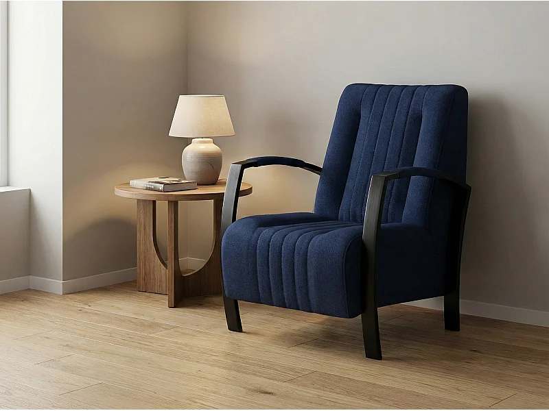 Fauteuil moderne en tissu couleur bleu fonce – style contemporain - Looft