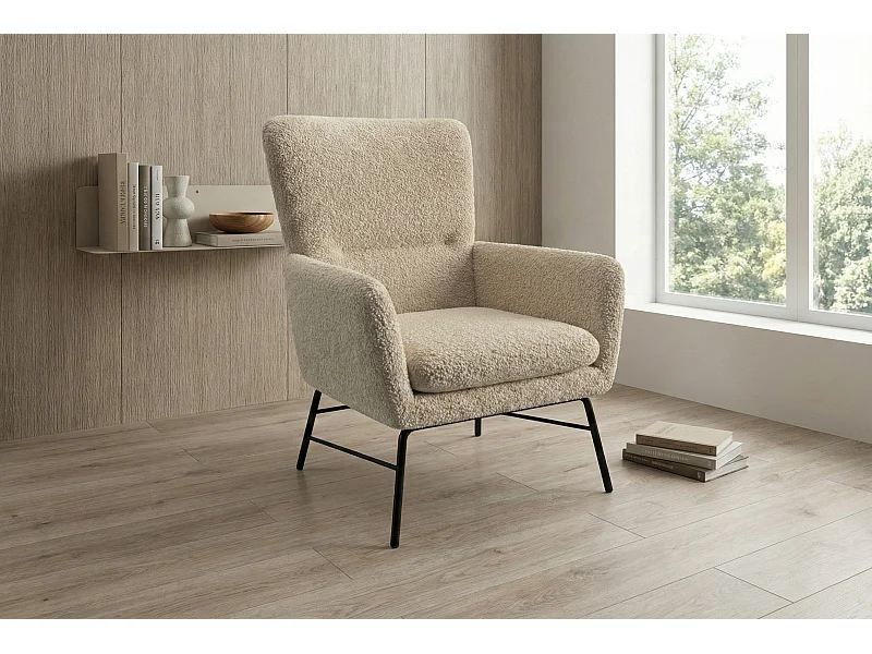 Moderne fauteuil van cremekleurig stof – eigentijdse stijl - Breeze