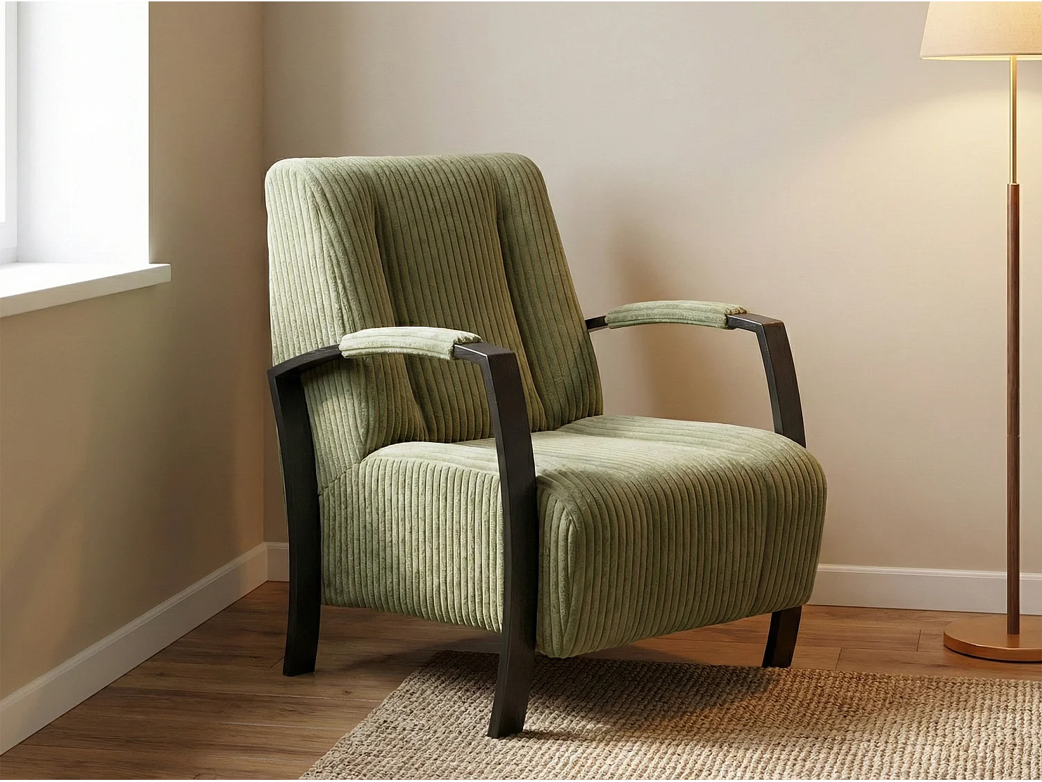 Fauteuil moderne en tissu couleur vert – style contemporain - Looft