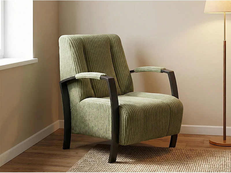 Fauteuil moderne en tissu couleur vert – style contemporain - Looft