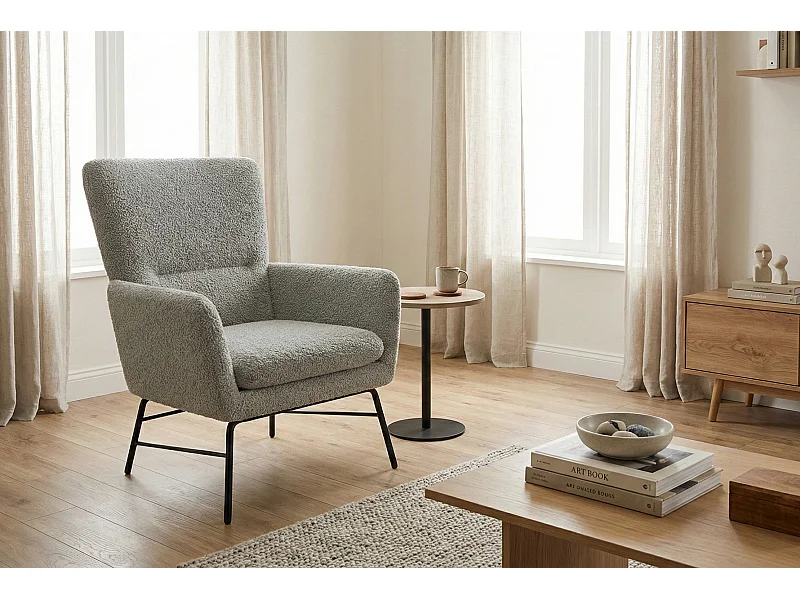 Moderne fauteuil van lichtgrijs stof – eigentijdse stijl - Breeze