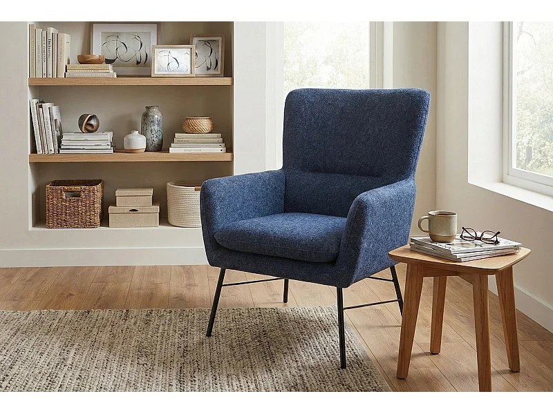 Fauteuil moderne en tissu couleur bleu – style contemporain - Breeze