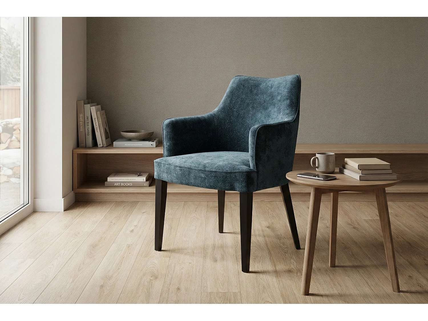 Chaise moderne Diamond Arm avec accoudoirs et pieds en bois