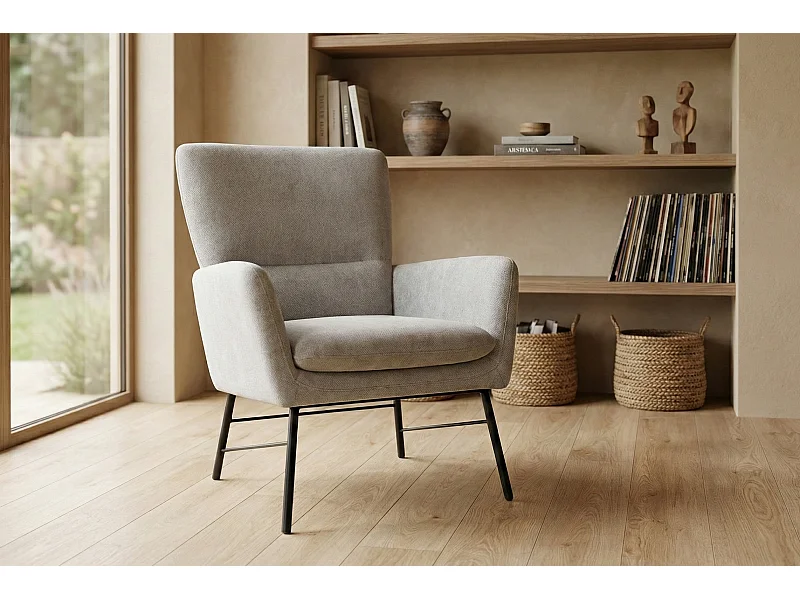Moderne fauteuil van grijze stof – eigentijdse stijl - Breeze