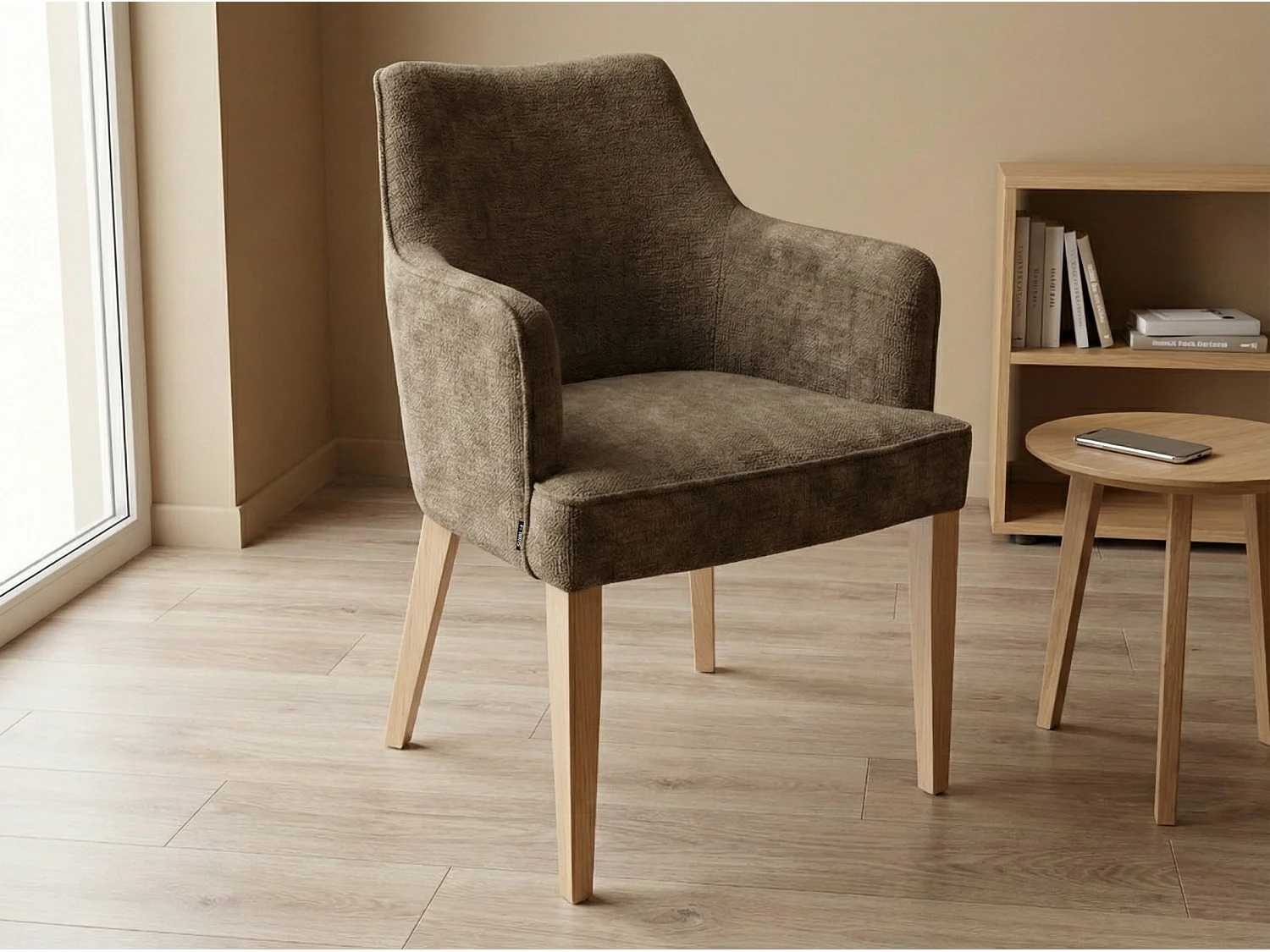 Chaise moderne Diamond Arm avec accoudoirs et pieds en bois