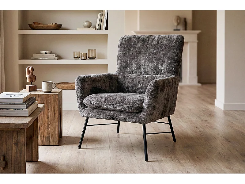 Fauteuil moderne en tissu couleur marron – style contemporain - Breeze