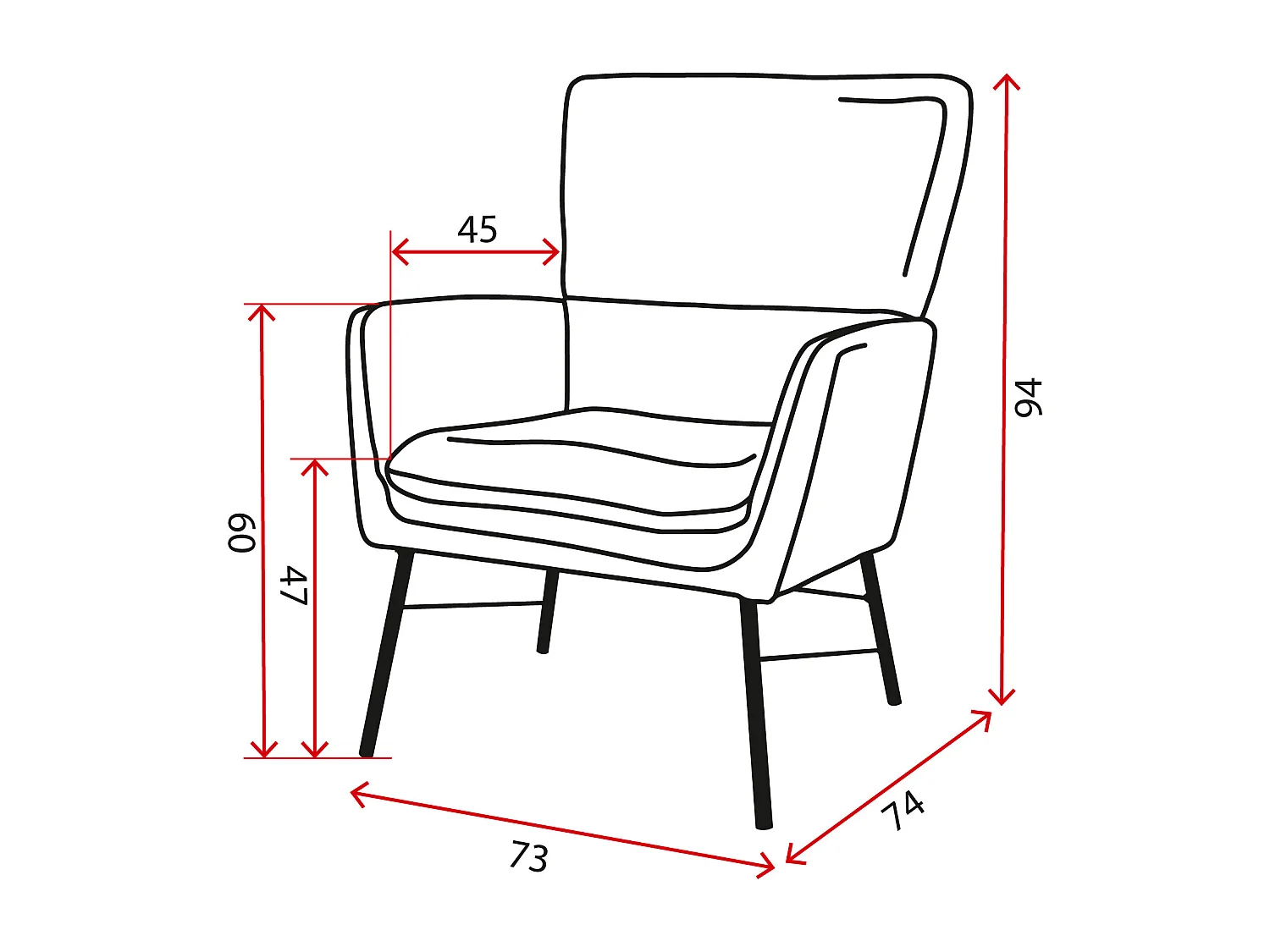 Fauteuil moderne en tissu couleur anthrazite – style contemporain - Breeze